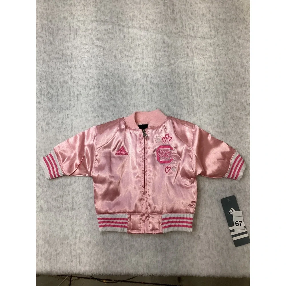 Adidas South Carolina Gamecocks Pink Satin‎ Bomber Jacket 0-3 Months RQ419VF